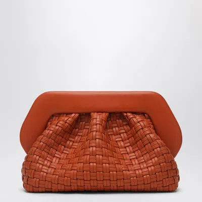 Themoirè Burnt Orange Clutch In Woven Eco Leather In Orange