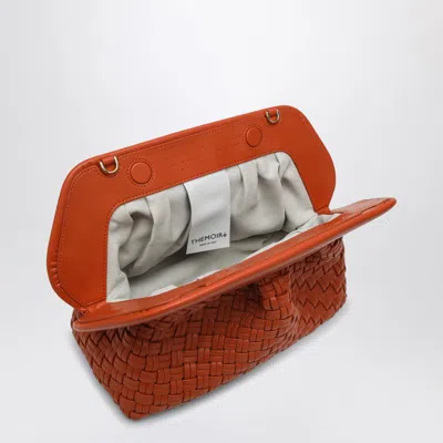 Themoirè Burnt Orange Clutch In Woven Eco Leather In Orange