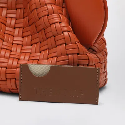 Themoirè Burnt Orange Clutch In Woven Eco Leather In Orange