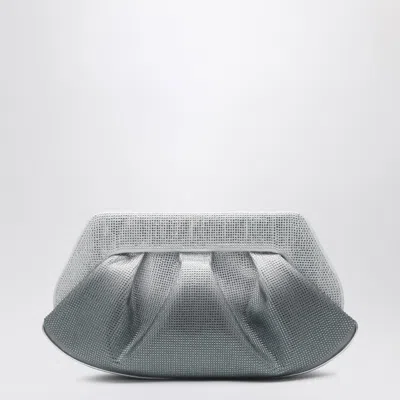 Themoirè Silver/black Clutch With Rhinestones In Metal