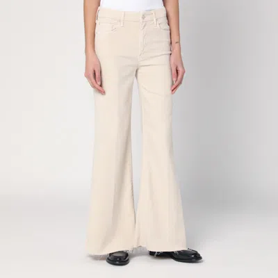 Mother Wide Jeans The Roller Fray Beige In Beige