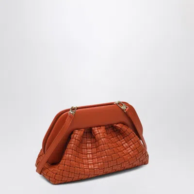 Themoirè Burnt Orange Clutch Tia In Woven Eco Leather In Orange