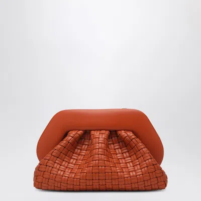 Themoirè Burnt Orange Clutch Tia In Woven Eco Leather In Orange