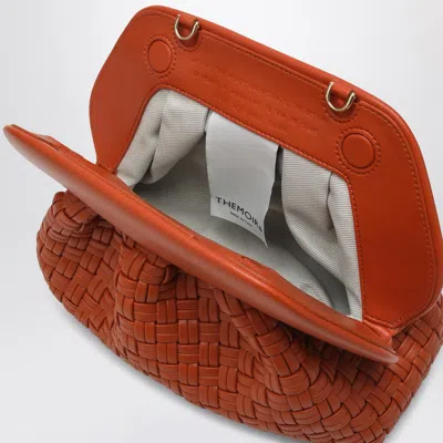 Themoirè Burnt Orange Clutch Tia In Woven Eco Leather In Orange