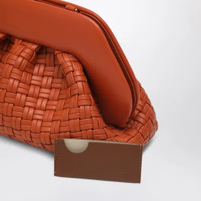 Themoirè Burnt Orange Clutch Tia In Woven Eco Leather In Orange