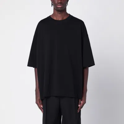 Dries Van Noten Men Black Cotton Jersey Oversized T-shirt In Black