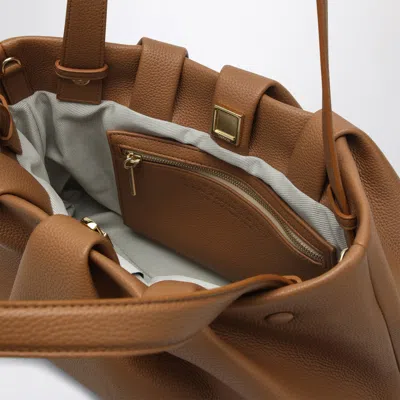Themoirè Brown Athens Bag In Eco Leather In Beige