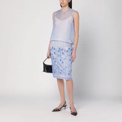 P.a.r.o.s.h Sorgente Silk Crewneck Top In Blue