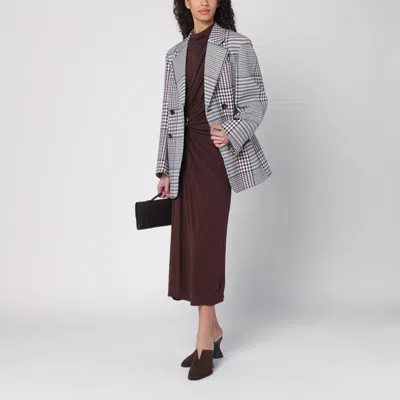 Bottega Veneta Double-breasted Checkered Jacket In Structured Cotton In Multicolor