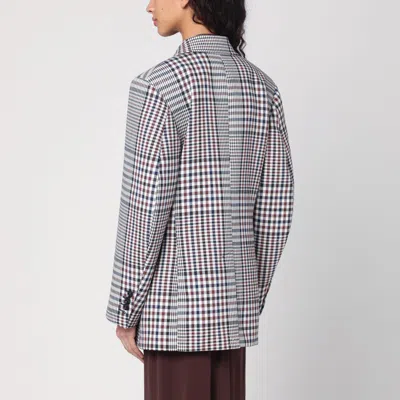 Bottega Veneta Double-breasted Checkered Jacket In Structured Cotton In Multicolor