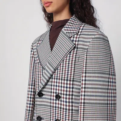 Bottega Veneta Double-breasted Checkered Jacket In Structured Cotton In Multicolor