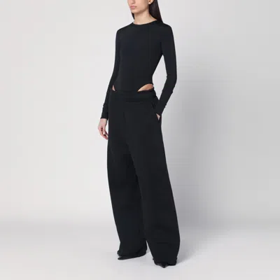 Entire Studios Crew Neck Long Sleeves Nylon Blend Bodysuit In Black