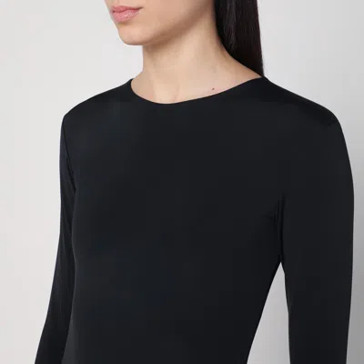 Entire Studios Crew Neck Long Sleeves Nylon Blend Bodysuit In Black