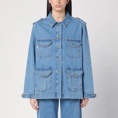Blazé Milano Blaze Milano Nariida Maya Safari Jacket In Denim In Light Blue