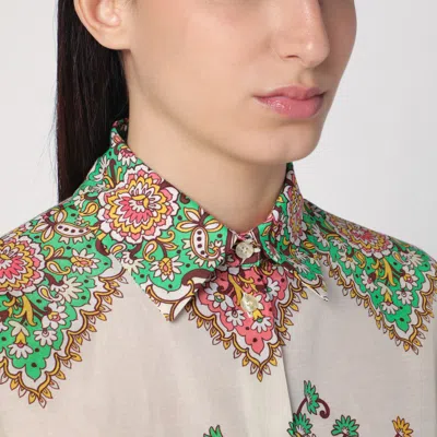 Etro Multicolor Shirt With Classic Collar And All-over Paisley Print In Cotton And Silk Woman In White