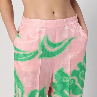 Etro Wide Printed Trousers In Silk Blend In Purple