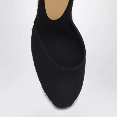 Castaã±er Tonal Wedge-heeled Espadrille With Ankle Ties In Black