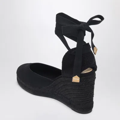 Castaã±er Tonal Wedge-heeled Espadrille With Ankle Ties In Black