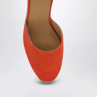 Castaã±er 'carina' Orange And Beige Espadrilles With Wedge And Closed Toe In Canvas And Suede Women In Orange