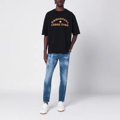 Dsquared2 Faded Blue Jeans With Rips And Splashes Men In Blue
