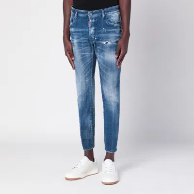 Dsquared2 Faded Blue Jeans With Rips And Splashes Men In Blue