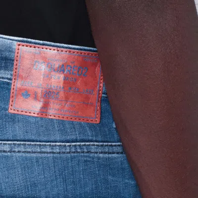 Dsquared2 Faded Blue Jeans With Rips And Splashes Men In Blue