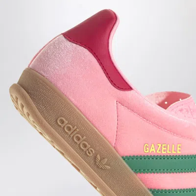 Shop Adidas Originals Gazelle Indoor Court Green/glow Pink/gum Velvet Sneaker
