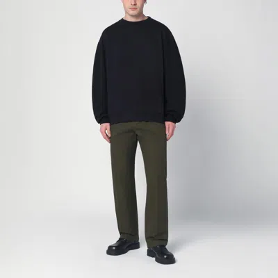 Dries Van Noten Navy Blue Sweatshirt With Zip Detail In Blue