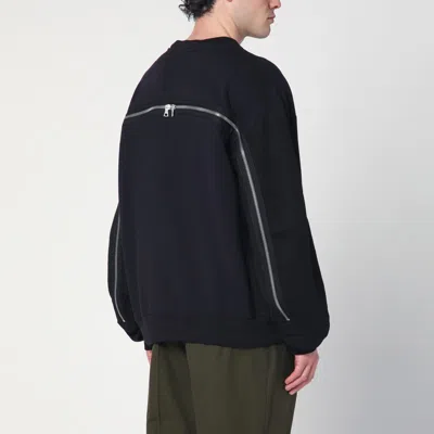 Dries Van Noten Navy Blue Sweatshirt With Zip Detail In Blue