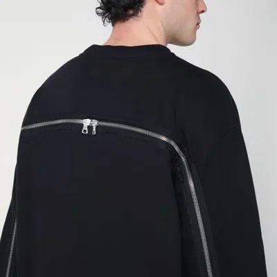 Dries Van Noten Navy Blue Sweatshirt With Zip Detail In Blue