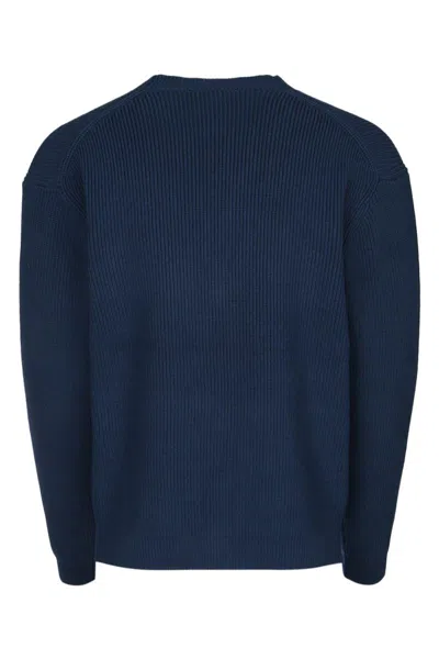 Maison Kitsuné Cotton Blend Cardigan With Iconic Frontal Patch In Blue