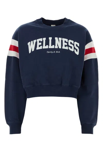 Sporty And Rich Wellness Ivy Rugby Crewneck Sweatshirt Navy White In Navy