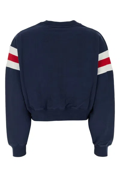 Sporty And Rich Wellness Ivy Rugby Crewneck Sweatshirt Navy White In Navy