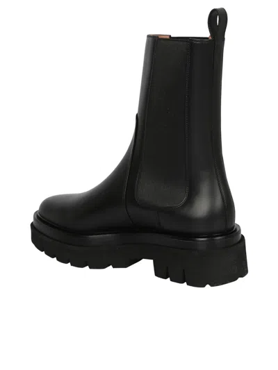 Santoni Leather Ankle Boots In Black