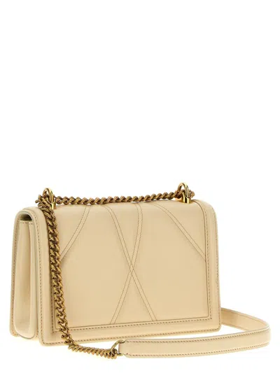 Dolce & Gabbana Off White Devotion Medium Shoulder Bag In Beige