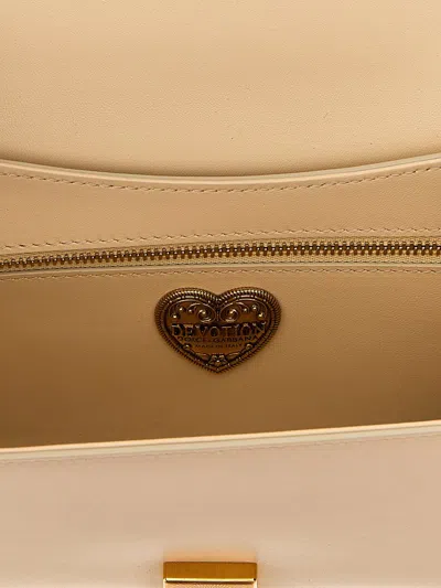 Dolce & Gabbana Off White Devotion Medium Shoulder Bag In Beige