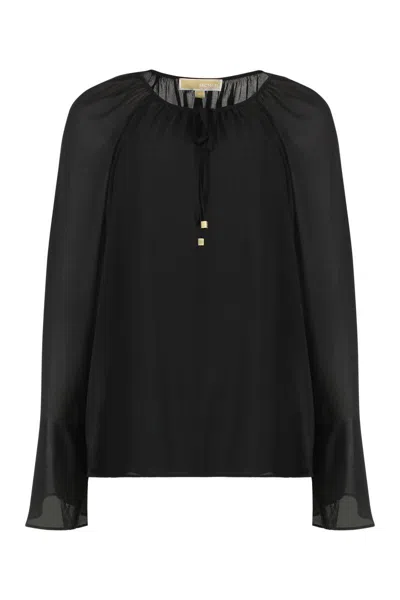 Michael Kors Black Georgette Blouse In Black