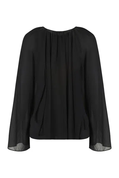 Michael Kors Black Georgette Blouse In Black