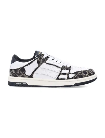 Amiri Quad Skel Panelled Leather Snekaers In Black