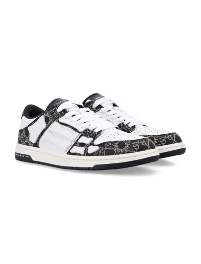 Amiri Quad Skel Panelled Leather Snekaers In Black