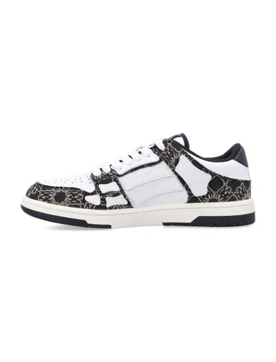 Amiri Quad Skel Panelled Leather Snekaers In Black