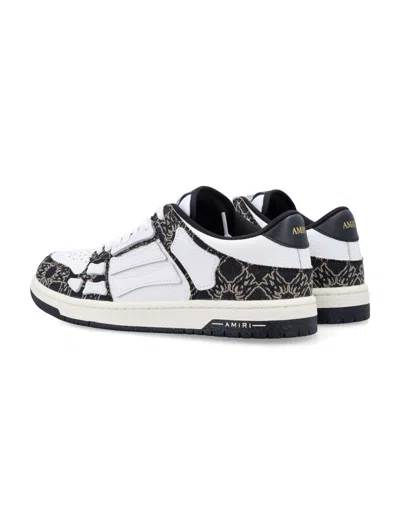 Amiri Quad Skel Panelled Leather Snekaers In Black