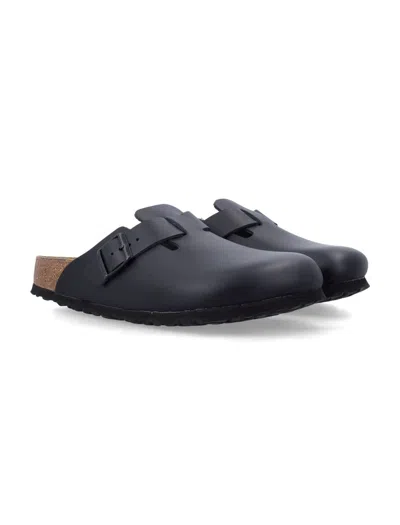 Birkenstock Boston Fur Womens Suede Shearling Clogs In Black