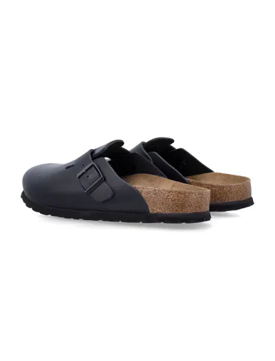 Birkenstock Boston Fur Womens Suede Shearling Clogs In Black
