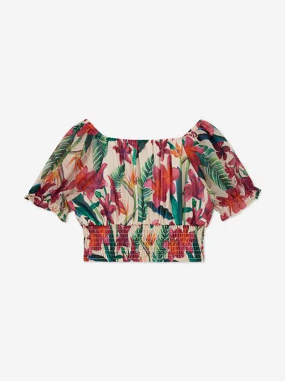 Guess Girls Chiffon Floral Blouse In Multicoloured