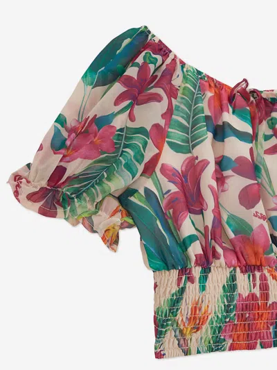 Guess Girls Chiffon Floral Blouse In Multicoloured