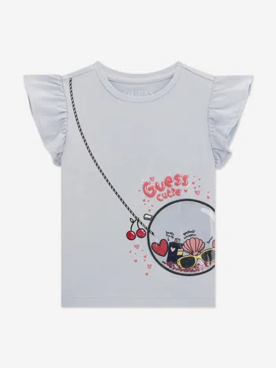 Guess Girls Bag Print T-shirt In Blue