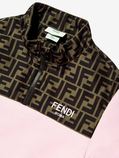 2025SS FENDI Baby FFジャガードロゴドレス PI (C-24m) Fendi Girls Pink FF Logo Knitted Sweatshirt | Junior Couture