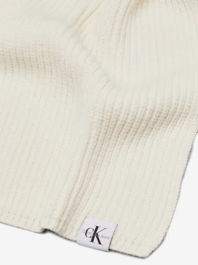 Calvin Klein Girls Monogram Rib Scarf And Beanie Set In Ivory
