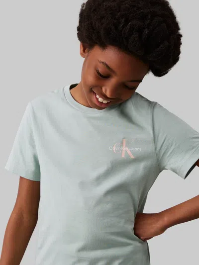 Calvin Klein Kids Chest Monogram T-shirt In Green